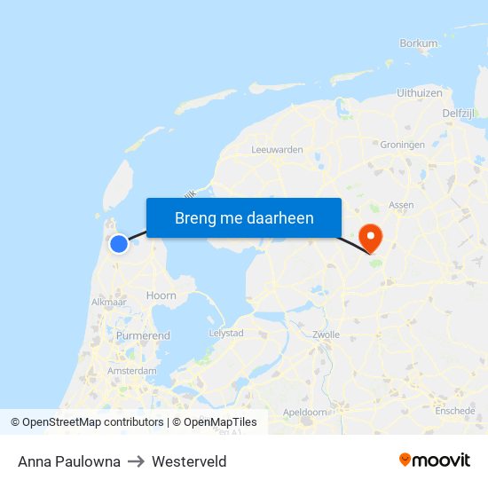 Anna Paulowna to Westerveld map
