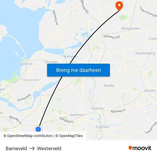 Barneveld to Westerveld map