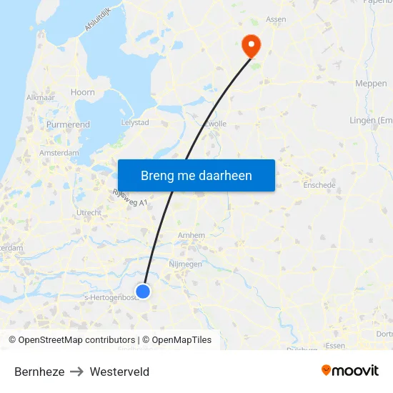 Bernheze to Westerveld map