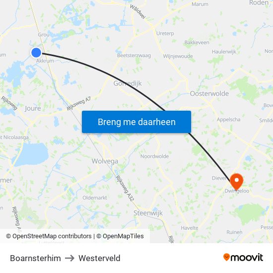 Boarnsterhim to Westerveld map