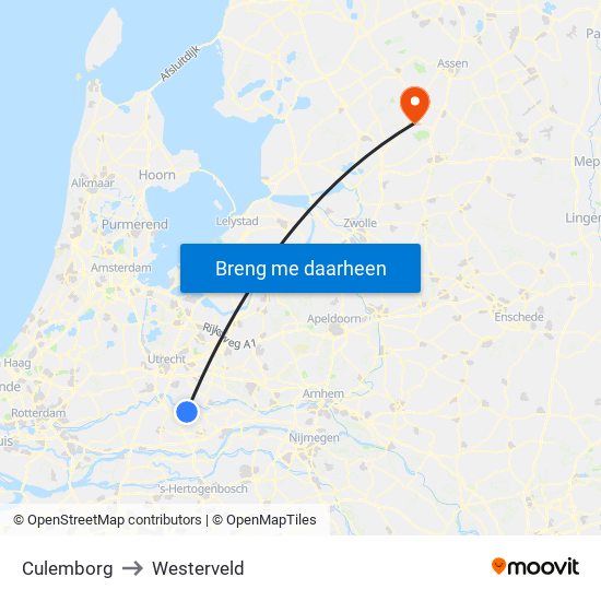 Culemborg to Westerveld map