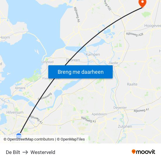 De Bilt to Westerveld map