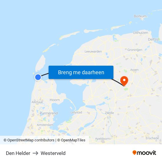 Den Helder to Westerveld map
