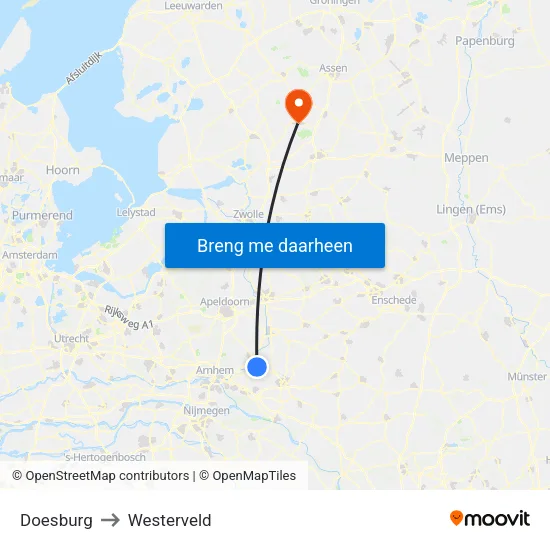 Doesburg to Westerveld map