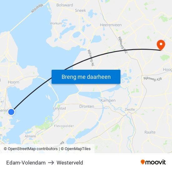 Edam-Volendam to Westerveld map