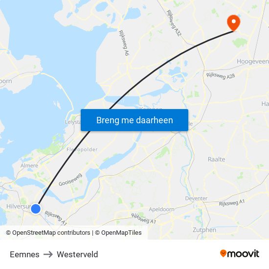 Eemnes to Westerveld map