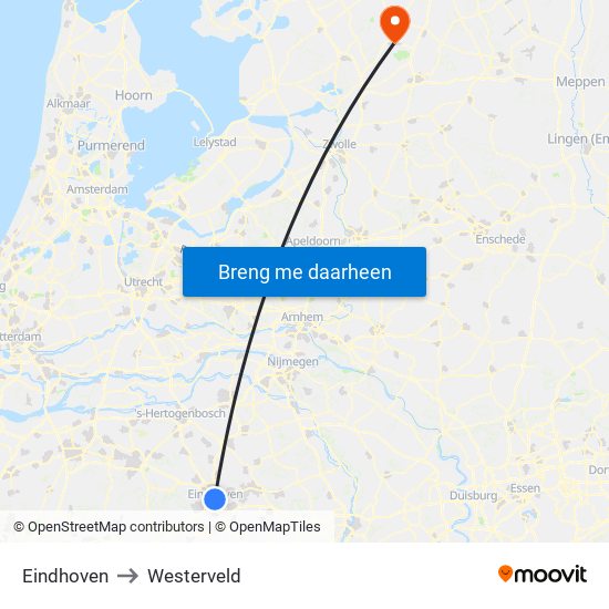 Eindhoven to Westerveld map