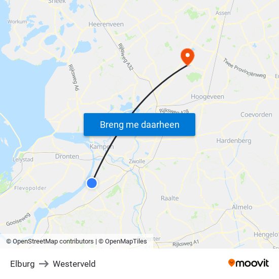 Elburg to Westerveld map
