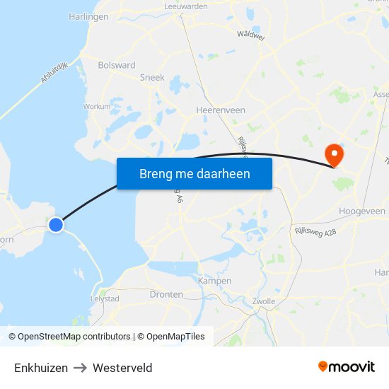 Enkhuizen to Westerveld map