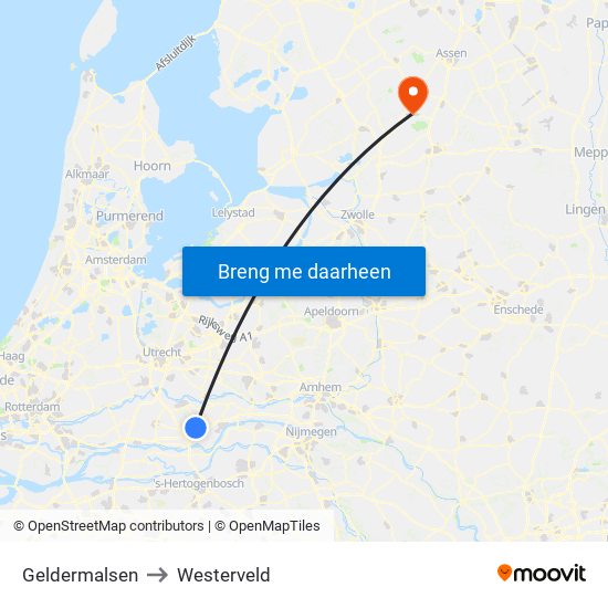 Geldermalsen to Westerveld map