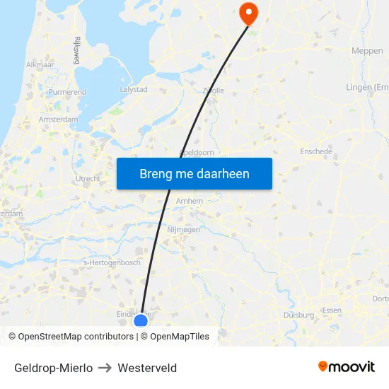 Geldrop-Mierlo to Westerveld map