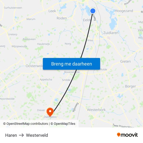 Haren to Westerveld map