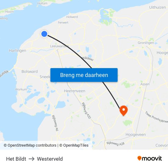 Het Bildt to Westerveld map
