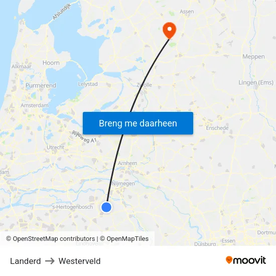 Landerd to Westerveld map