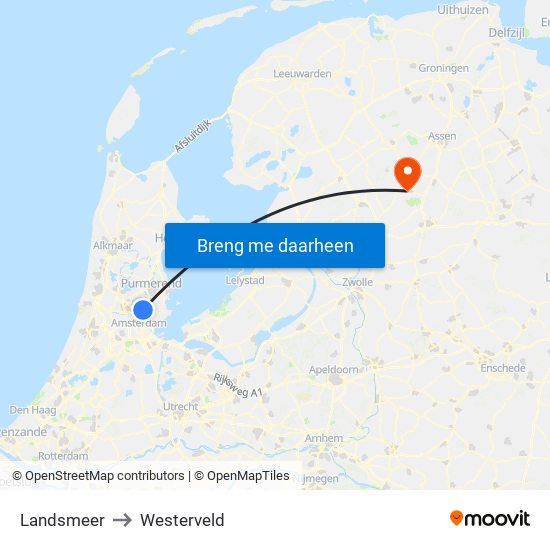 Landsmeer to Westerveld map