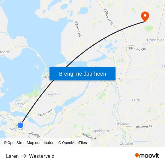 Laren to Westerveld map