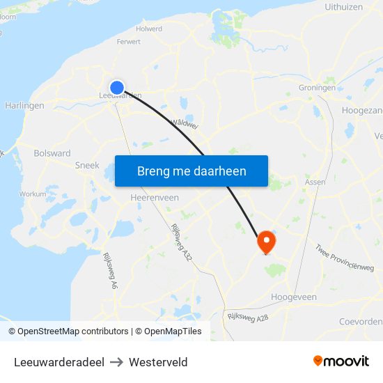 Leeuwarderadeel to Westerveld map