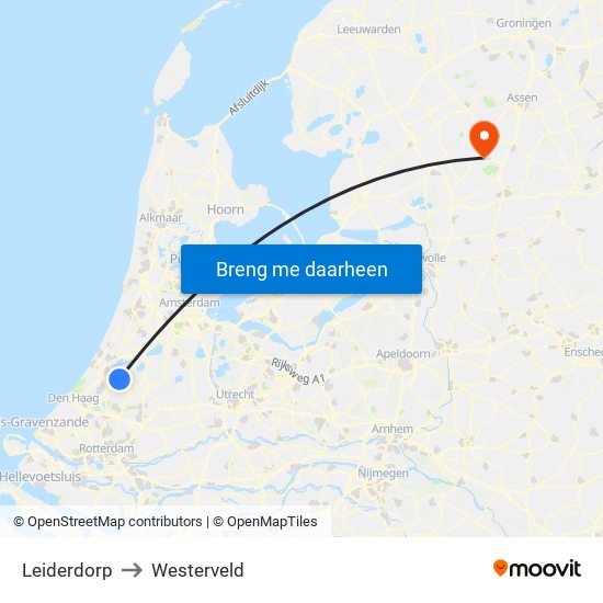 Leiderdorp to Westerveld map