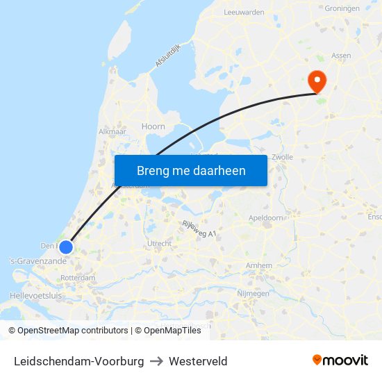 Leidschendam-Voorburg to Westerveld map