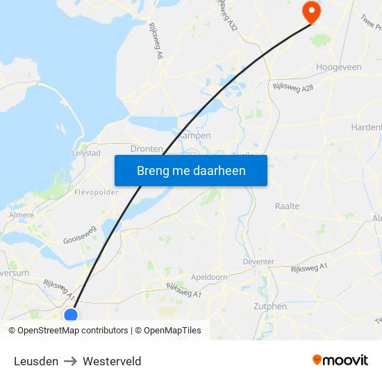 Leusden to Westerveld map