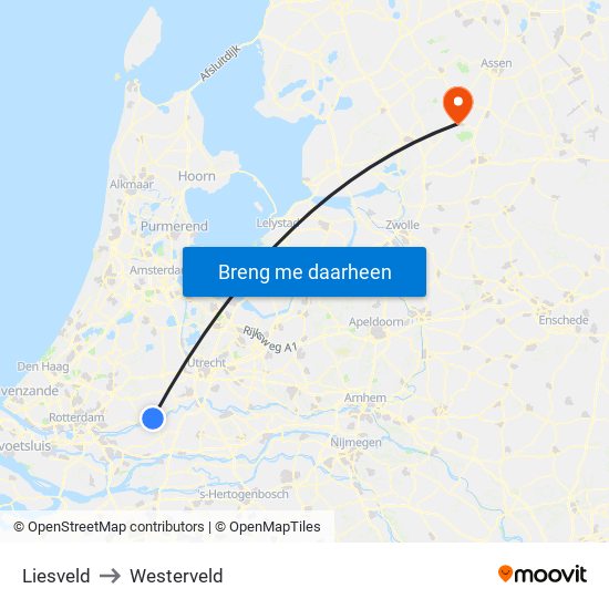 Liesveld to Westerveld map