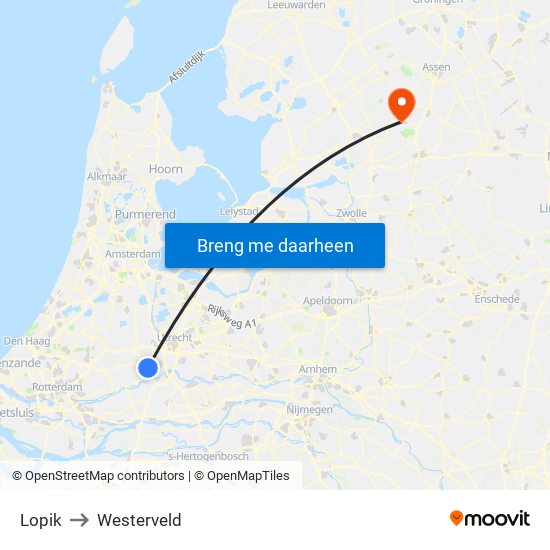 Lopik to Westerveld map