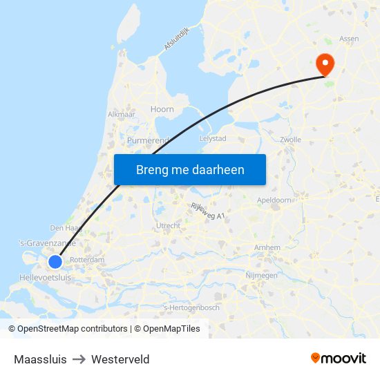 Maassluis to Westerveld map