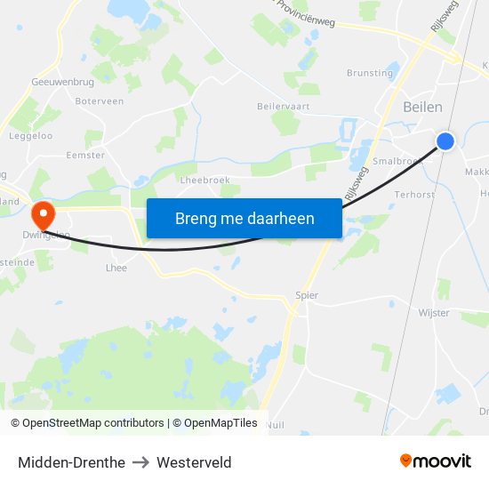 Midden-Drenthe to Westerveld map