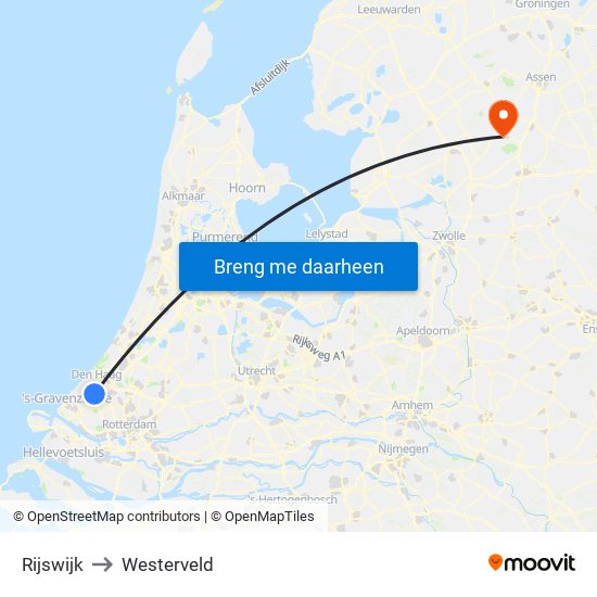 Rijswijk to Westerveld map