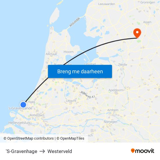 'S-Gravenhage to Westerveld map