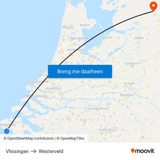 Vlissingen to Westerveld map