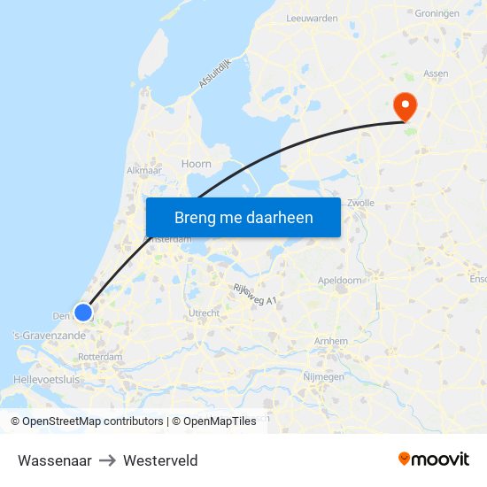 Wassenaar to Westerveld map