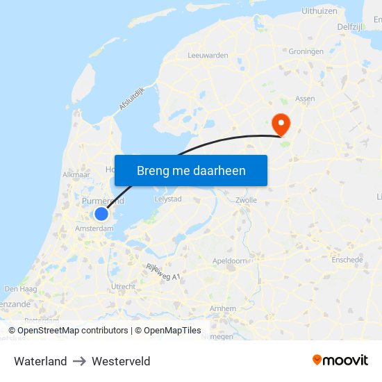 Waterland to Westerveld map