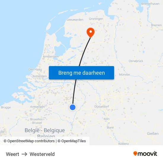 Weert to Westerveld map