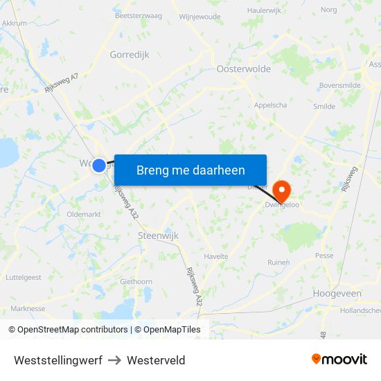 Weststellingwerf to Westerveld map