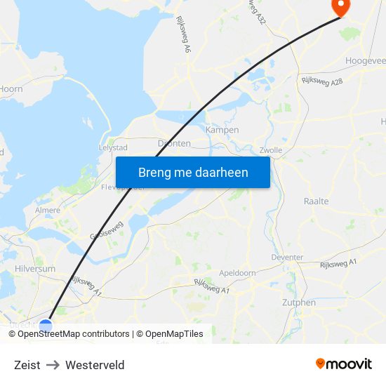 Zeist to Westerveld map