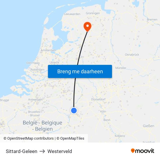 Sittard-Geleen to Westerveld map