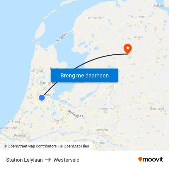 Station Lelylaan to Westerveld map