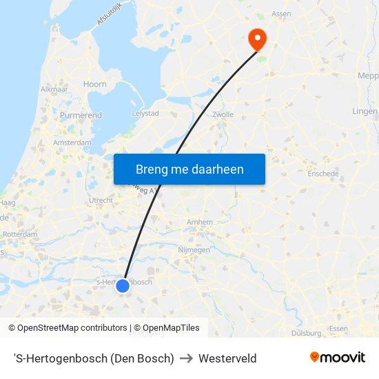 'S-Hertogenbosch (Den Bosch) to Westerveld map