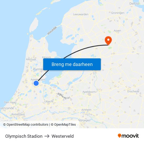 Olympisch Stadion to Westerveld map