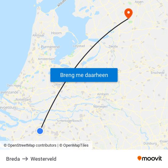 Breda to Westerveld map