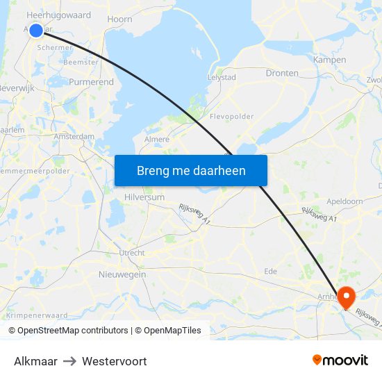 Alkmaar to Westervoort map