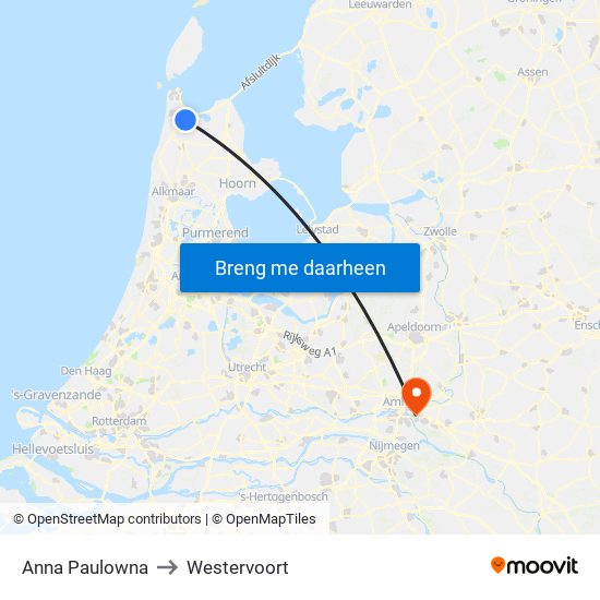 Anna Paulowna to Westervoort map