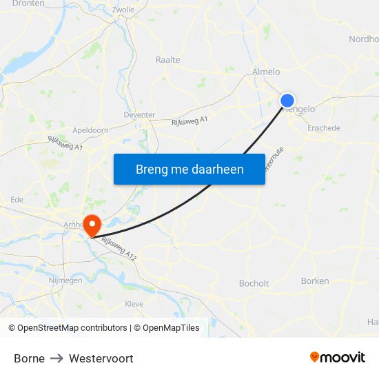 Borne to Westervoort map