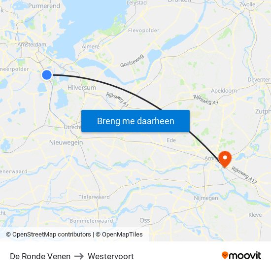 De Ronde Venen to Westervoort map