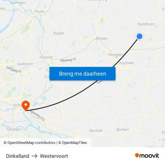 Dinkelland to Westervoort map