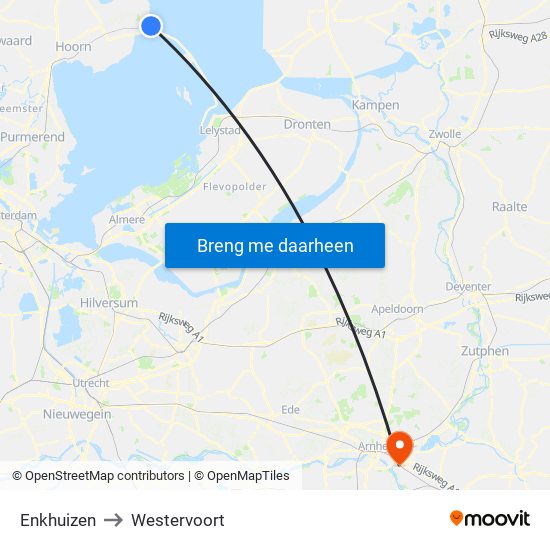 Enkhuizen to Westervoort map