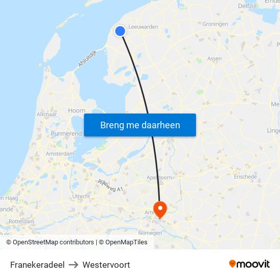 Franekeradeel to Westervoort map