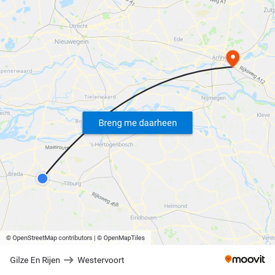 Gilze En Rijen to Westervoort map