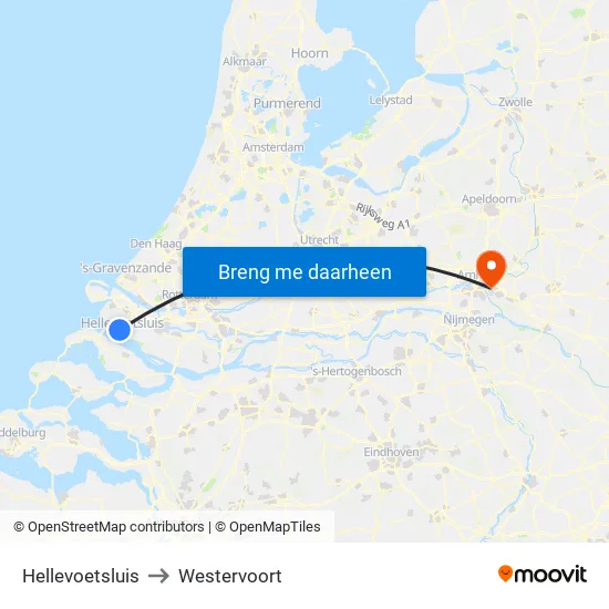 Hellevoetsluis to Westervoort map